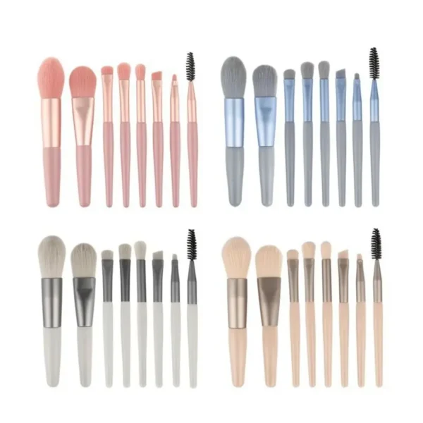 Conjunto de pincéis de maquiagem com estojo de viagem transparente 8 peças - Image 5