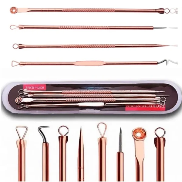 Kit removedor de cravos e espinhas com 4 ferramentas em aço inoxidável