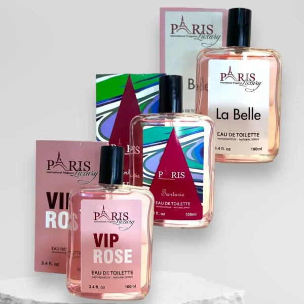 kit 3 Perfumes Paris La Belle, Fantasie e VIP Rose